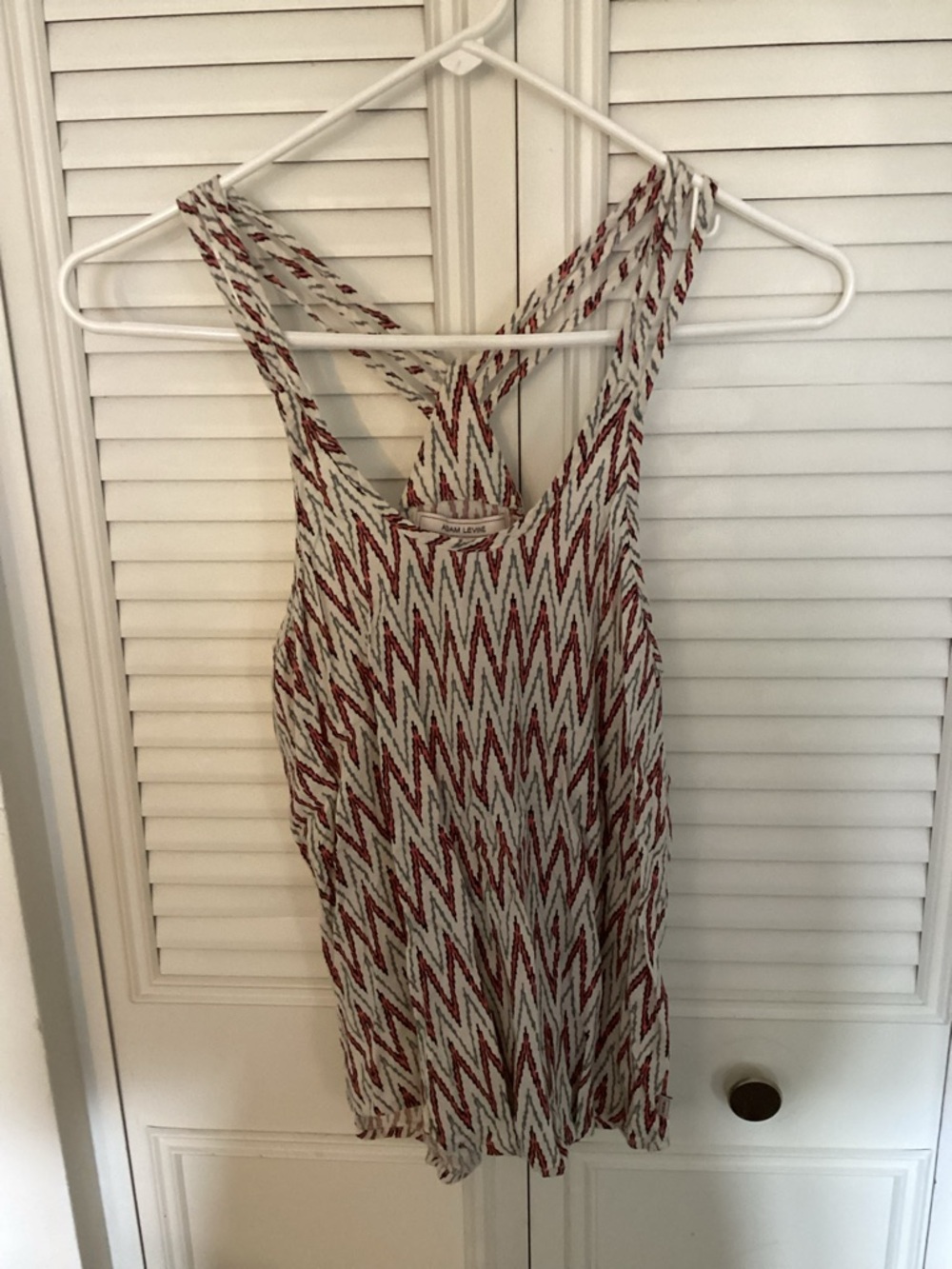Adam Levine Chevron Tank Top - Red, Gray & Cream